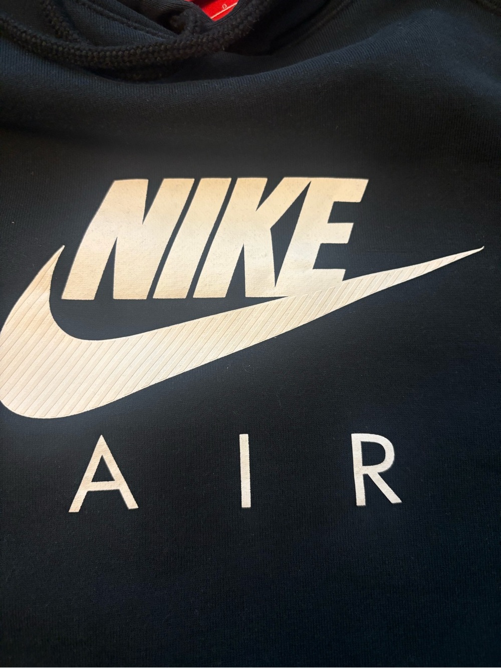 Nike Air Black Pullover Hoodie Large Swoosh Logo Fleece Sweatshirt